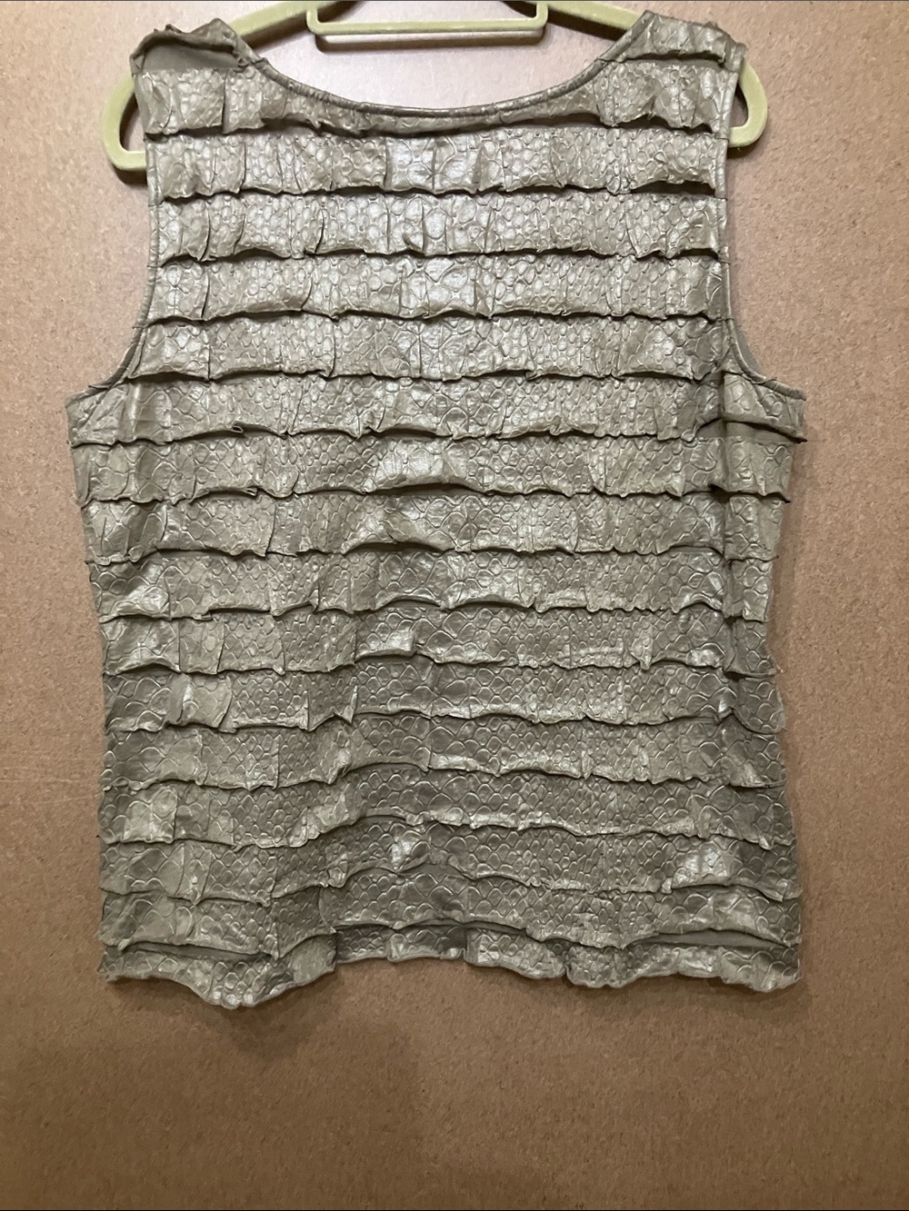 Ruby Rd. Layered Ruffle Scoop Tank - Taupe - Picture 8 of 9